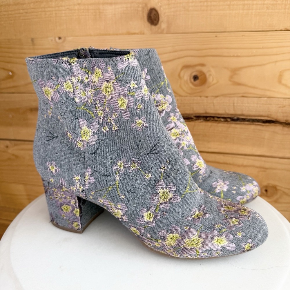 Zigi Soho Nydia Womens Floral Jacquard Tapestry Ankle Boots Size 10 Block Heel